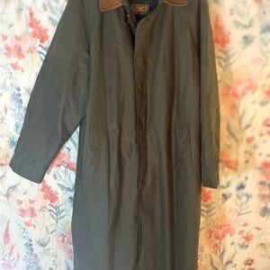 Vintage Ralph Lauren Olive Coat with Brown Collar